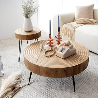 LONYKE -Piece Boho Farmhouse Living Room Coffee Table Set