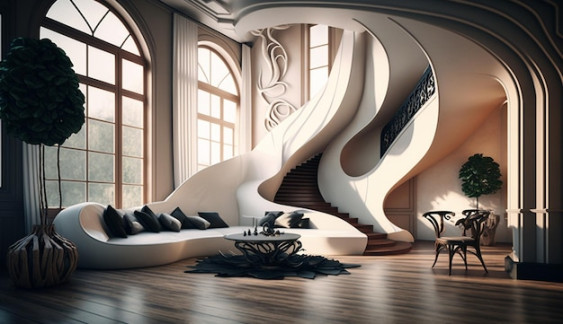 Luxury gallery embracing living room interior design AI Generated