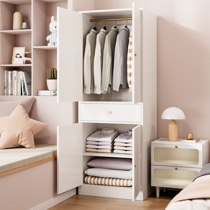 Mini Wardrobe With Drawers Narrow Cabinet Single-door Wardrobe Small Room  Children