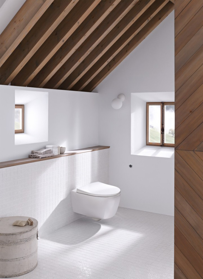 Modern bathroom with sloped ceiling  Geberit