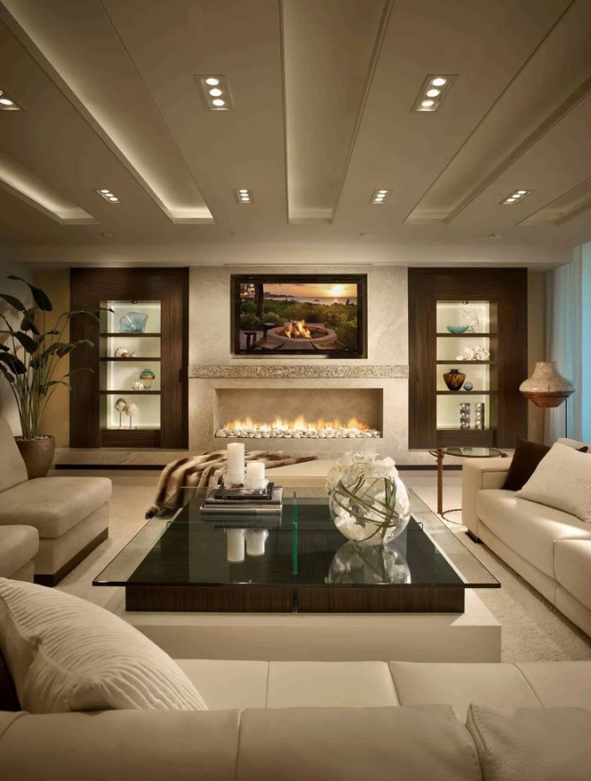 Modern Living Rooms with Fireplace and TV Together - Decor Snob