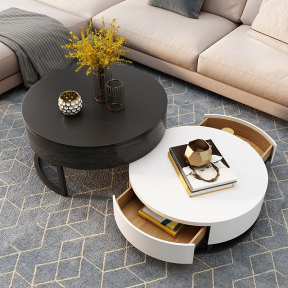 Modern Round Coffee Table with Storage - Modern - Living Room