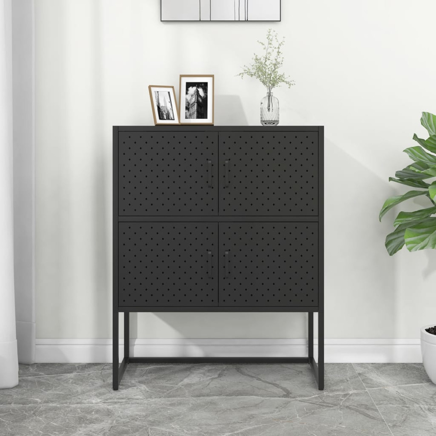 moobody Highboard with Storage Shelves Steel  Doors Sideboard Storage  Cabinet Black for Living Room, Bathroom, Bedroom, Home Furniture . x