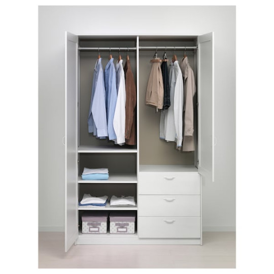 MUSKEN Wardrobe with  doors+ drawers - white 14xx01 cm