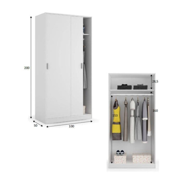 Mytre cm Wide Space-Saving Narrow Wardrobe - Online Outlet