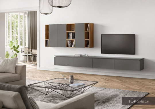 nobilia wall unit lowboards living room set  cm Touch  slate grey  super matt