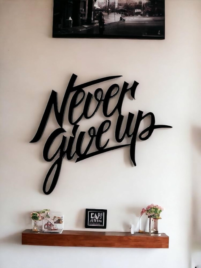 OFC ERA Never Give Up Wooden Wall Decor (Peel-and-stick)  Inspirational  Quote  Home Decorative Item : Amazon