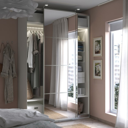 PAX / AULI Wardrobe with sliding doors - white/mirror glass xx cm