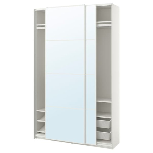 PAX / AULI wardrobe with sliding doors, white/mirror glass