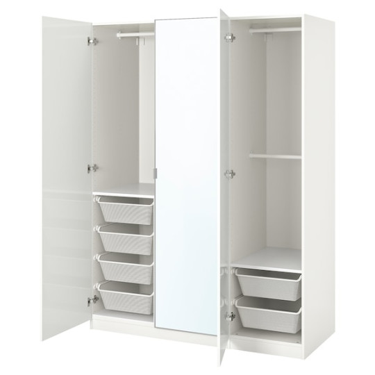 PAX / FARDAL/ÅHEIM wardrobe combination, white/high-gloss/white