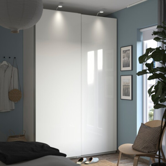 PAX / HASVIK Wardrobe - white/high-gloss/white xx cm