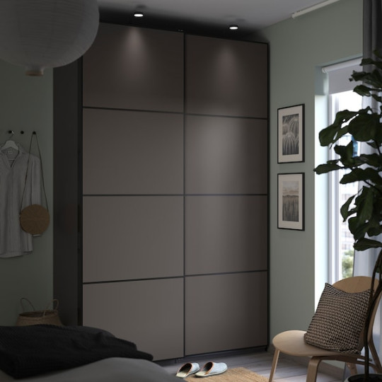 PAX / MEHAMN wardrobe, dark grey/double sided dark grey