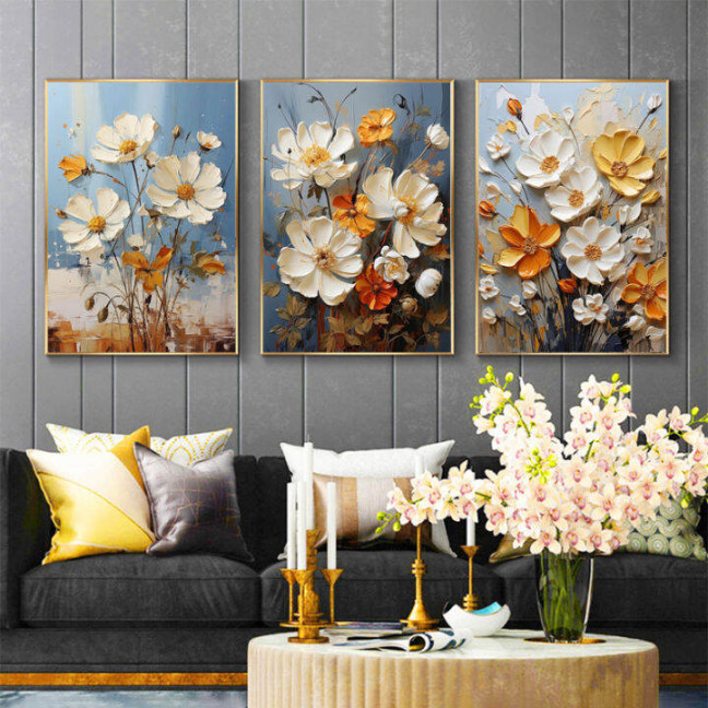 Pcs/set Abstract Colourful Floral Oil Painting HD Canvas Print Flower  Picture Home Decor Wall Art For Living Room (No Frame)