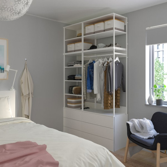 PLATSA wardrobe with  drawers, white/Fonnes white, xx cm