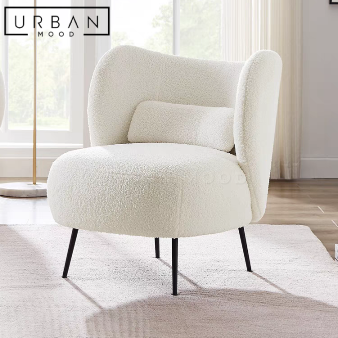 PORT Modern Boucle Armchair - White