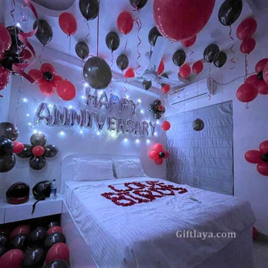 Romantic Anniversary Balloon Room Decoration at Home