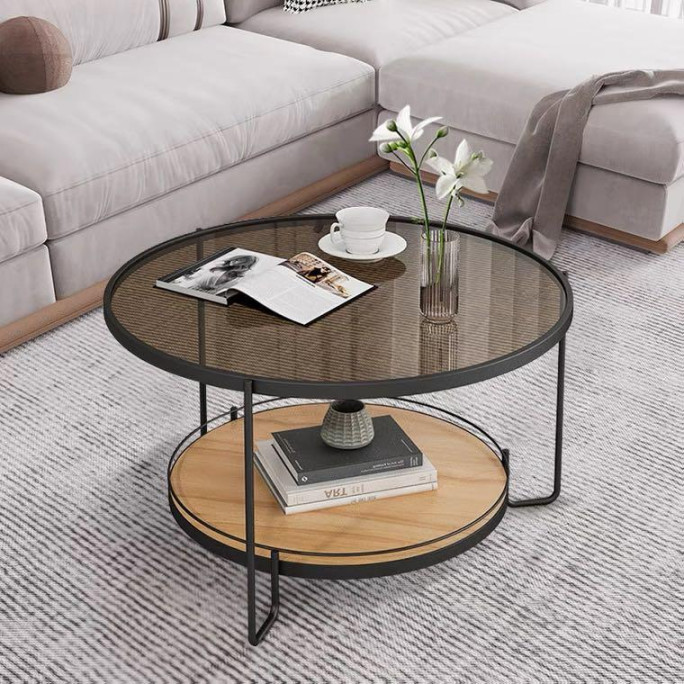 Round glass coffee table