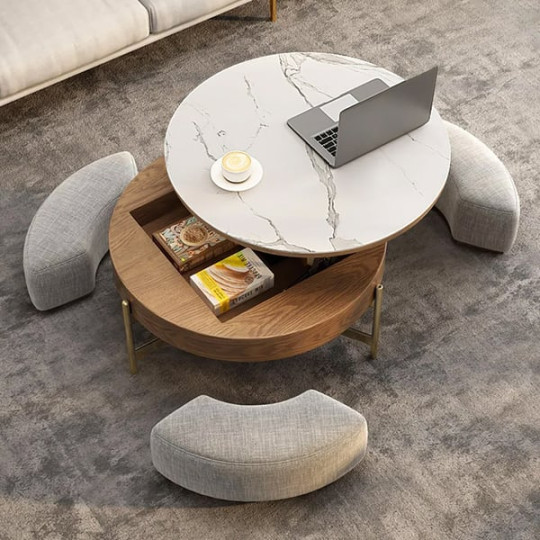 Round modern coffee hot sale table with storage