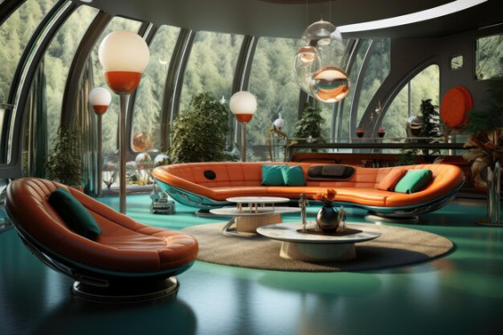 Seating group and decoration modern futuristic living room