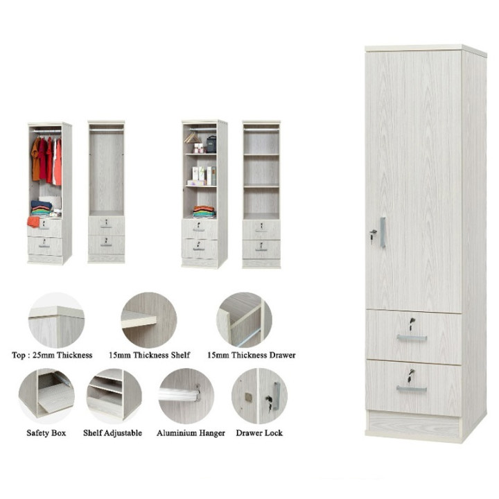 Slim Wardrobe With Door Or Drawer (M-/)  Shopee Singapore