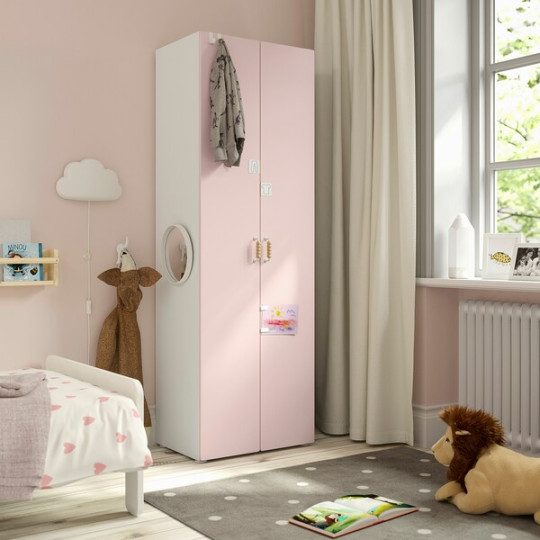 SMÅSTAD wardrobe, white/pale pink, xx cm - IKEA