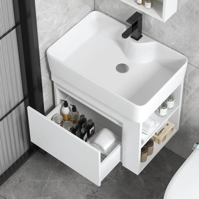 Solid Wood Small Unit Bathroom Basin Cabinet （without Mirror)washbasin  Cabinet Combination Storage Bathroom Wall Mounted Washbasin Cabinet  Integrated