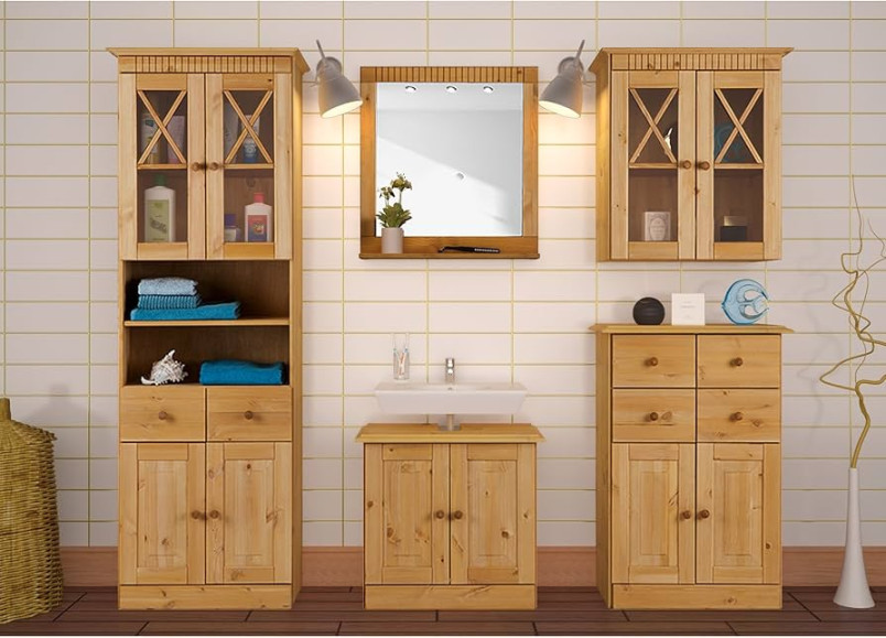 Standing Bathroom Cabinet Floor Cupboard Highboard Storage Unit