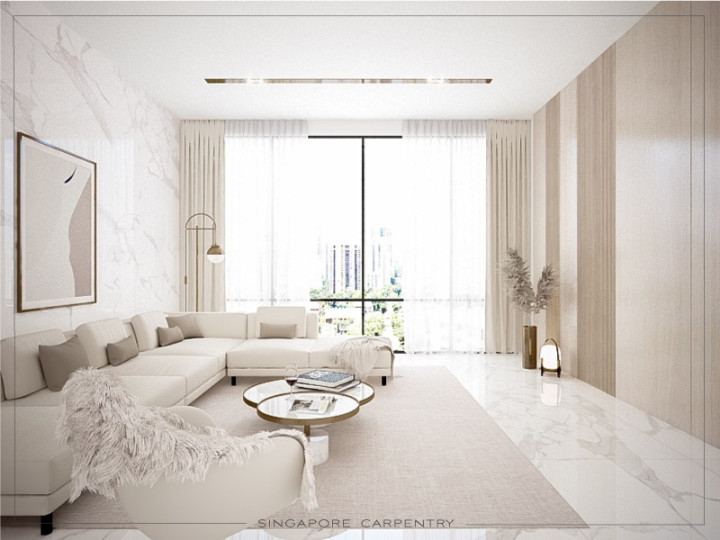 Stylish White Living Rooms - Carpentry Singapore