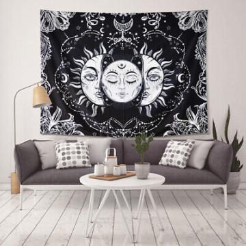 Sun and Moon Tapestry Black/White Living Room Bedroom