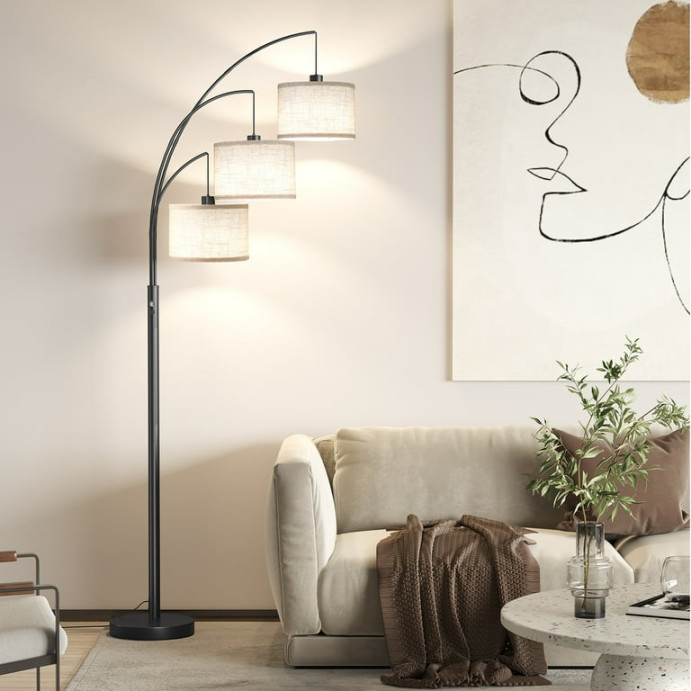 SUNMORY  Lights Floor Lamp for Living Room, " Tall Standing Lamp with  Hanging Drum Shade, Modern Arc Floor Lamps with Heavy Base, Mid Century