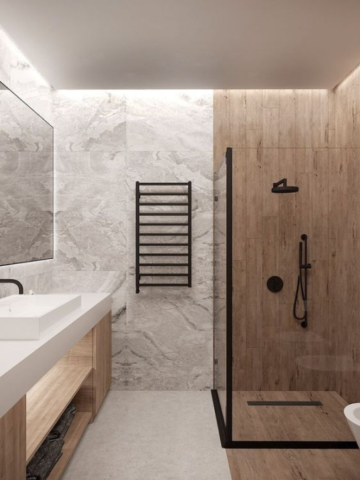 Trendy Wood Look Tile Ideas For Bathrooms - DigsDigs