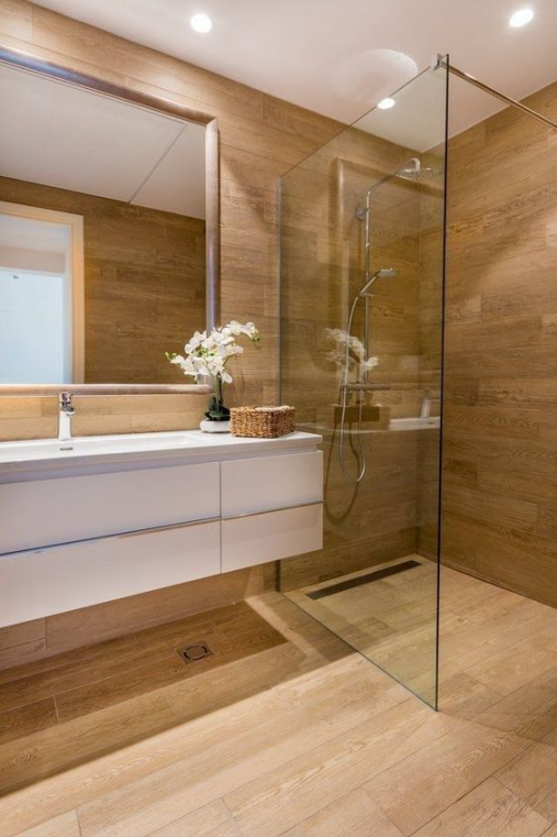 Trendy Wood Look Tile Ideas For Bathrooms - DigsDigs