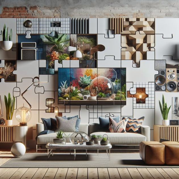 Unique Modern Home Decor Puzzle Design  AI Art Generator  Easy