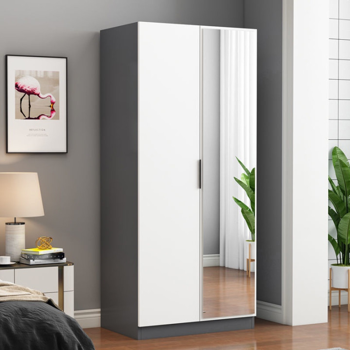 Wardrobe with mirror simple economic household rental bedroom dressing  mirror living room adult small family large wardrobe