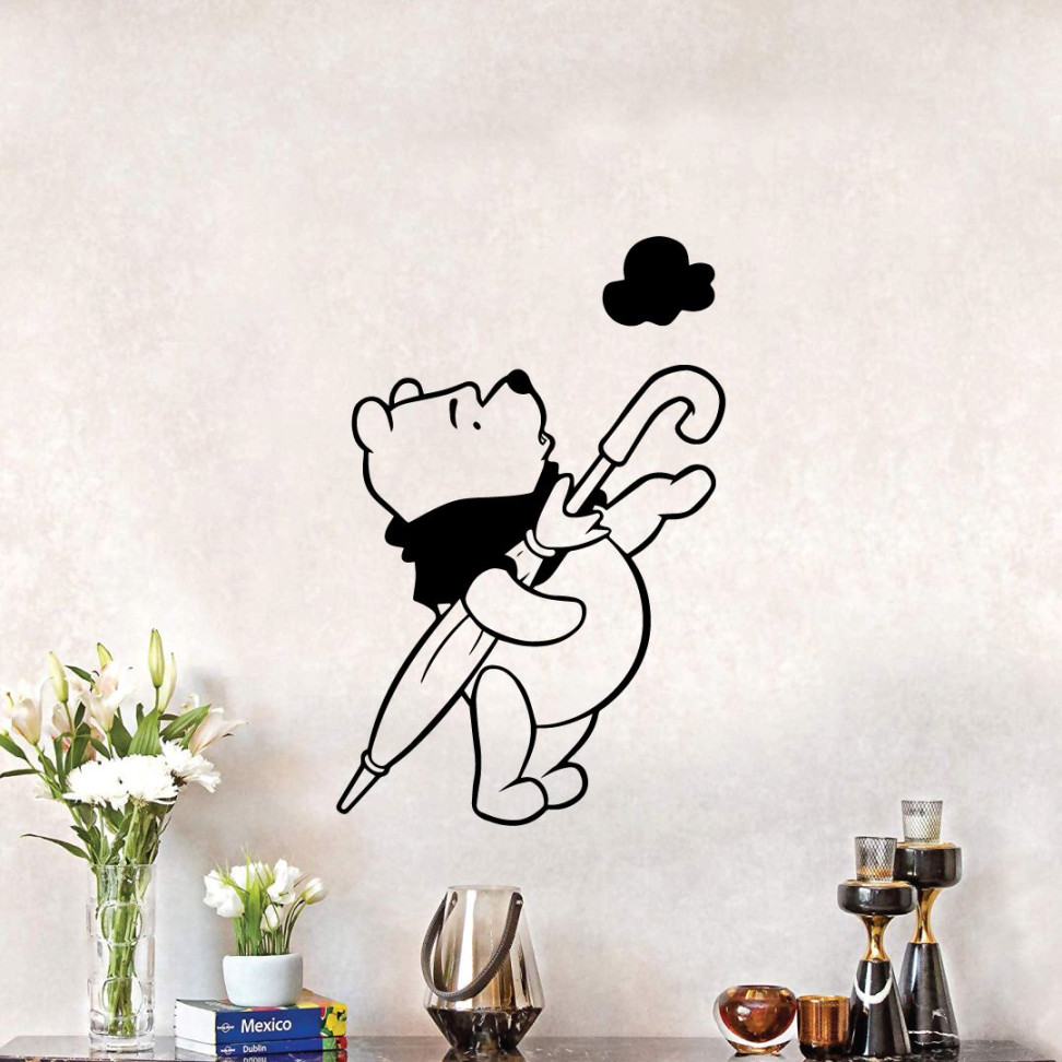 Winnie The Pooh Rainy Day Drawing Art Silhouette Vinyl Wall Decal Wall Art  Wall Decoration Winnie The Pooh Cartoon Home Room Kids Room Boys Girls