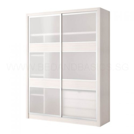 Xavier Sliding Door Modular Wardrobe, White Glass