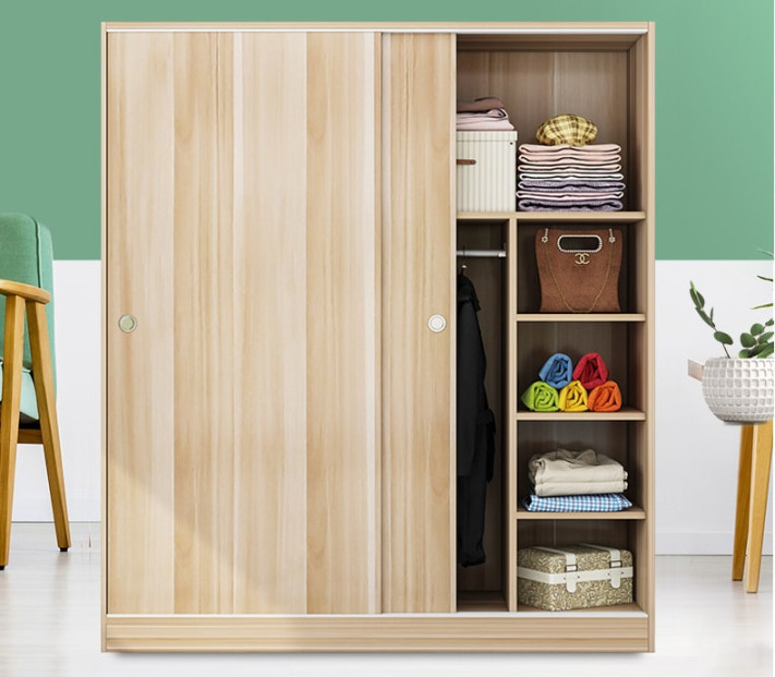 Zamora Solid Wood Wardrobe (Light Beige)