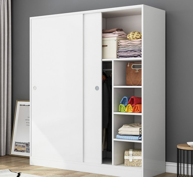 Zamora Solid Wood Wardrobe (White)