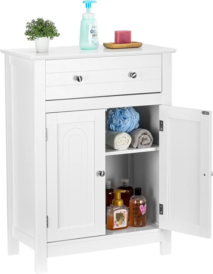 ZENODDLY Bathroom Storage Cabinet with Doors and Shelves & Drawer